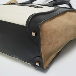 Pre Owned Celine Tricolor Nubuck and Leather Mini Luggage Tote