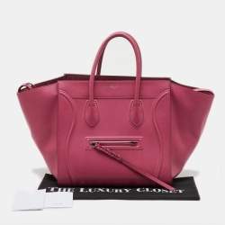 Pre Owned Celine Fuchsia Leather Medium Phantom Luggage Tote