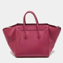 Pre Owned Celine Fuchsia Leather Medium Phantom Luggage Tote