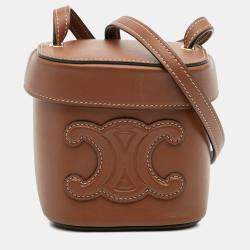 Pre Owned Celine Brown Small Calfskin Cuir Triomphe Box Bag