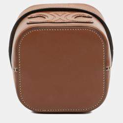 Pre Owned Celine Brown Small Calfskin Cuir Triomphe Box Bag