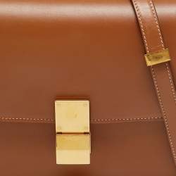 Pre Owned Celine Brown Leather Medium Classic Box Shoulder Bag
