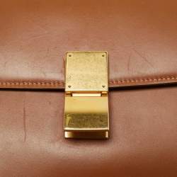 Pre Owned Celine Brown Leather Medium Classic Box Shoulder Bag