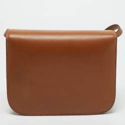 Pre Owned Celine Brown Leather Medium Classic Box Shoulder Bag