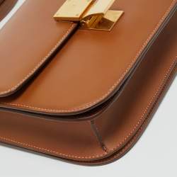 Pre Owned Celine Brown Leather Medium Classic Box Shoulder Bag