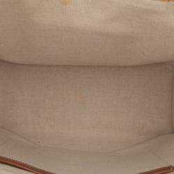 Pre Owned Celine Beige Brown Large Raffia Cuir Triomphe Cabas Thais Tote