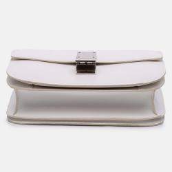 Pre Owned Celine White Medium Calfskin Classic Box