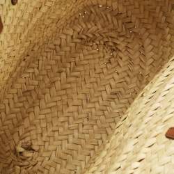 Pre Owned Celine Tan/Natural Palm Leaves Large Triomphe Classic Panier Tote