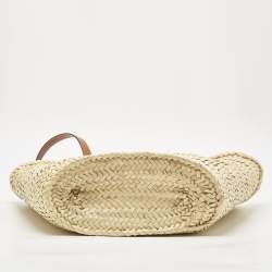 Pre Owned Celine Tan/Natural Palm Leaves Large Triomphe Classic Panier Tote