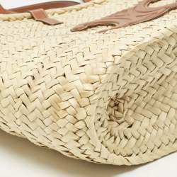 Pre Owned Celine Tan/Natural Palm Leaves Large Triomphe Classic Panier Tote
