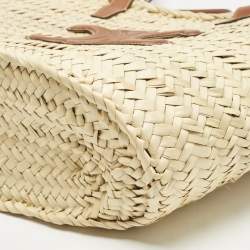 Pre Owned Celine Tan/Natural Palm Leaves Large Triomphe Classic Panier Tote