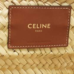 Pre Owned Celine Tan/Natural Palm Leaves Large Triomphe Classic Panier Tote