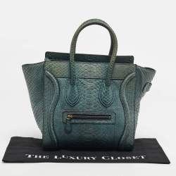 Pre Owned Celine Light Blue Python Micro Luggage Tote