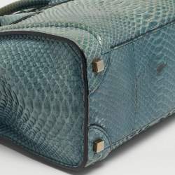 Pre Owned Celine Light Blue Python Micro Luggage Tote