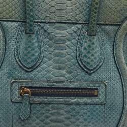 Pre Owned Celine Light Blue Python Micro Luggage Tote