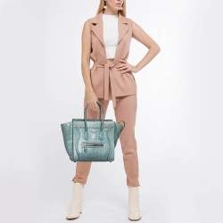 Pre Owned Celine Light Blue Python Micro Luggage Tote