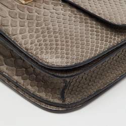Pre Owned Celine Grey Python Medium Classic Box Shoulder Bag