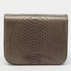 Pre Owned Celine Grey Python Medium Classic Box Shoulder Bag