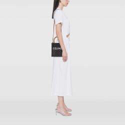 Pre Owned Celine Brown Mini Triomphe Coated Canvas Vertical Cabas Satchel