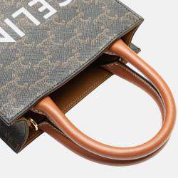 Pre Owned Celine Brown Mini Triomphe Coated Canvas Vertical Cabas Satchel