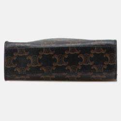 Pre Owned Celine Brown Mini Triomphe Coated Canvas Vertical Cabas Satchel