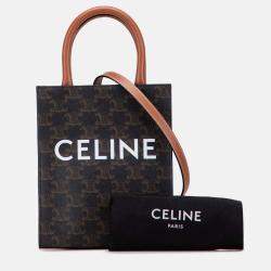 Pre Owned Celine Brown Mini Triomphe Coated Canvas Vertical Cabas Satchel