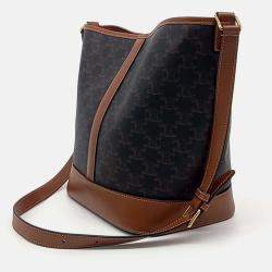 Pre Owned Celine Brown Canvas and Leather Celine Brown Triumph Bucket Bag