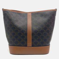 Pre Owned Celine Brown Canvas and Leather Celine Brown Triumph Bucket Bag