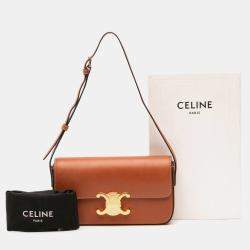 Pre Owned Celine Brown Shiny Calfskin Claude Shoulder Bag
