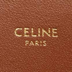 Pre Owned Celine Beige/Tan Canvas and Leather Triomphe Shoulder Bag