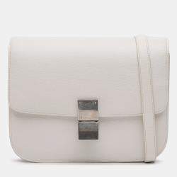 Pre Owned Celine White Medium Calfskin Classic Box