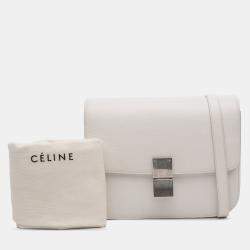Pre Owned Celine White Medium Calfskin Classic Box
