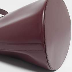 Pre Owned Celine Burgundy Leather Triomphe Maillon Bucket Bag