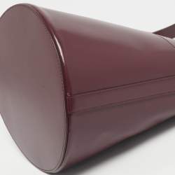 Pre Owned Celine Burgundy Leather Triomphe Maillon Bucket Bag