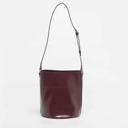 Pre Owned Celine Burgundy Leather Triomphe Maillon Bucket Bag