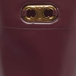 Pre Owned Celine Burgundy Leather Triomphe Maillon Bucket Bag
