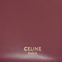 Pre Owned Celine Burgundy Leather Triomphe Maillon Bucket Bag