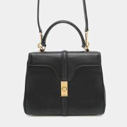 Pre Owned Celine 16 Seise Small Black Calf Leather Handbag