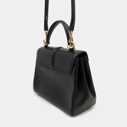 Pre Owned Celine 16 Seise Small Black Calf Leather Handbag