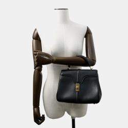 Pre Owned Celine 16 Seise Small Black Calf Leather Handbag