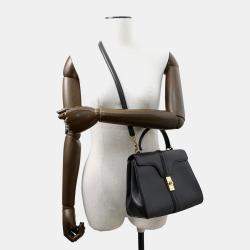 Pre Owned Celine 16 Seise Small Black Calf Leather Handbag