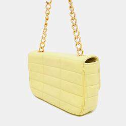 Pre Owned Celine Mono Chrome Yellow Leather Chain Shoulder Bag