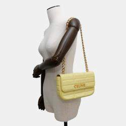Pre Owned Celine Mono Chrome Yellow Leather Chain Shoulder Bag