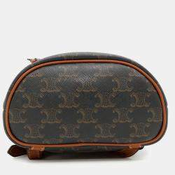 Pre Owned Celine Triomphe Falco Mini Tan PVC Calf Leather Backpack