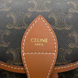 Pre Owned Celine Triomphe Falco Mini Tan PVC Calf Leather Backpack
