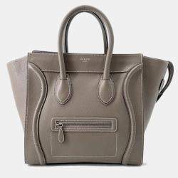 Pre Owned Celine Luggage Shopper Greige Leather Size Mini