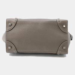 Pre Owned Celine Luggage Shopper Greige Leather Size Mini