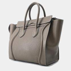 Pre Owned Celine Luggage Shopper Greige Leather Size Mini