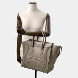Pre Owned Celine Luggage Shopper Greige Leather Size Mini