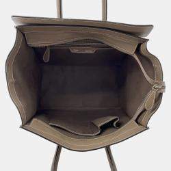 Pre Owned Celine Luggage Shopper Greige Leather Size Mini